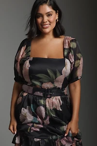 Hutch Puff-Sleeve Ruffled Midi Dress