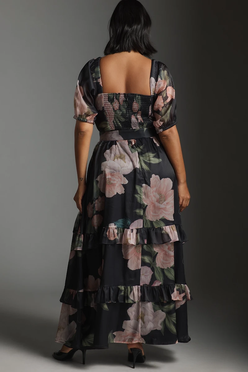 Hutch Puff-Sleeve Ruffled Midi Dress