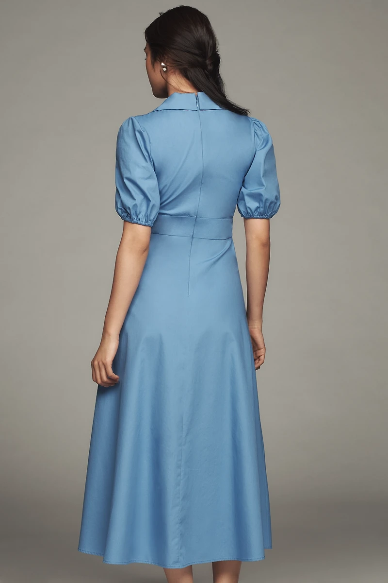 Hutch Laurel Puff-Sleeve Midi Dress