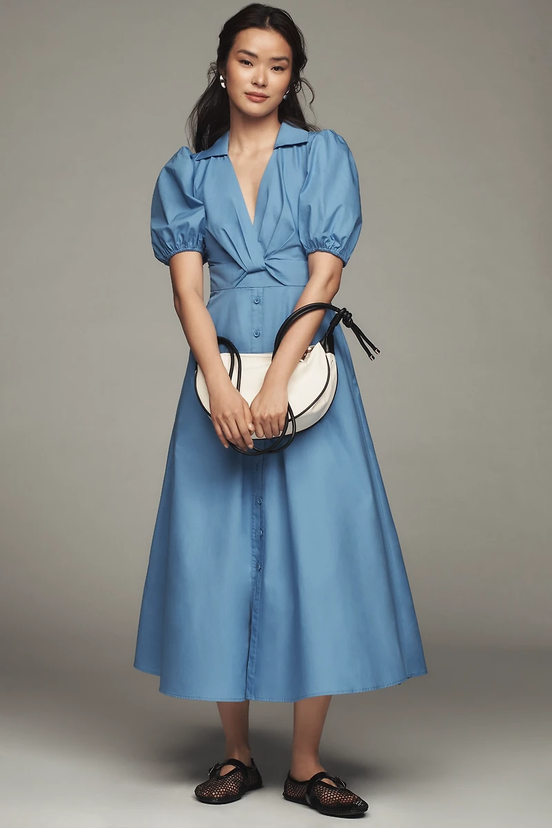 Hutch Laurel Puff-Sleeve Midi Dress