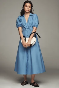 Hutch Laurel Puff-Sleeve Midi Dress