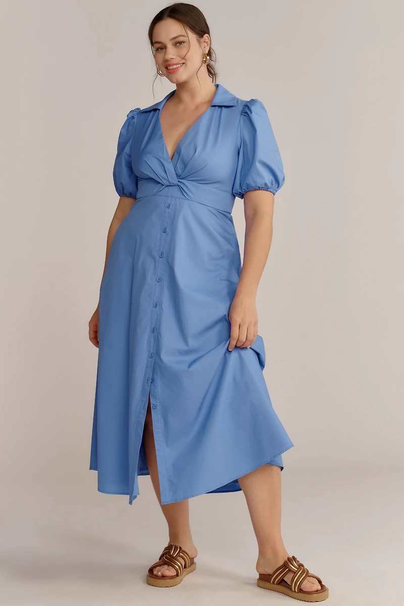 Hutch Laurel Puff-Sleeve Midi Dress