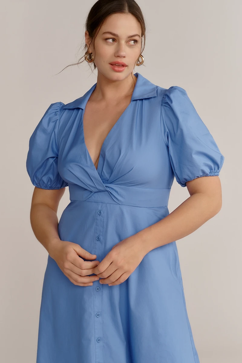 Hutch Laurel Puff-Sleeve Midi Dress