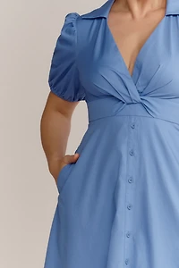 Hutch Laurel Puff-Sleeve Midi Dress