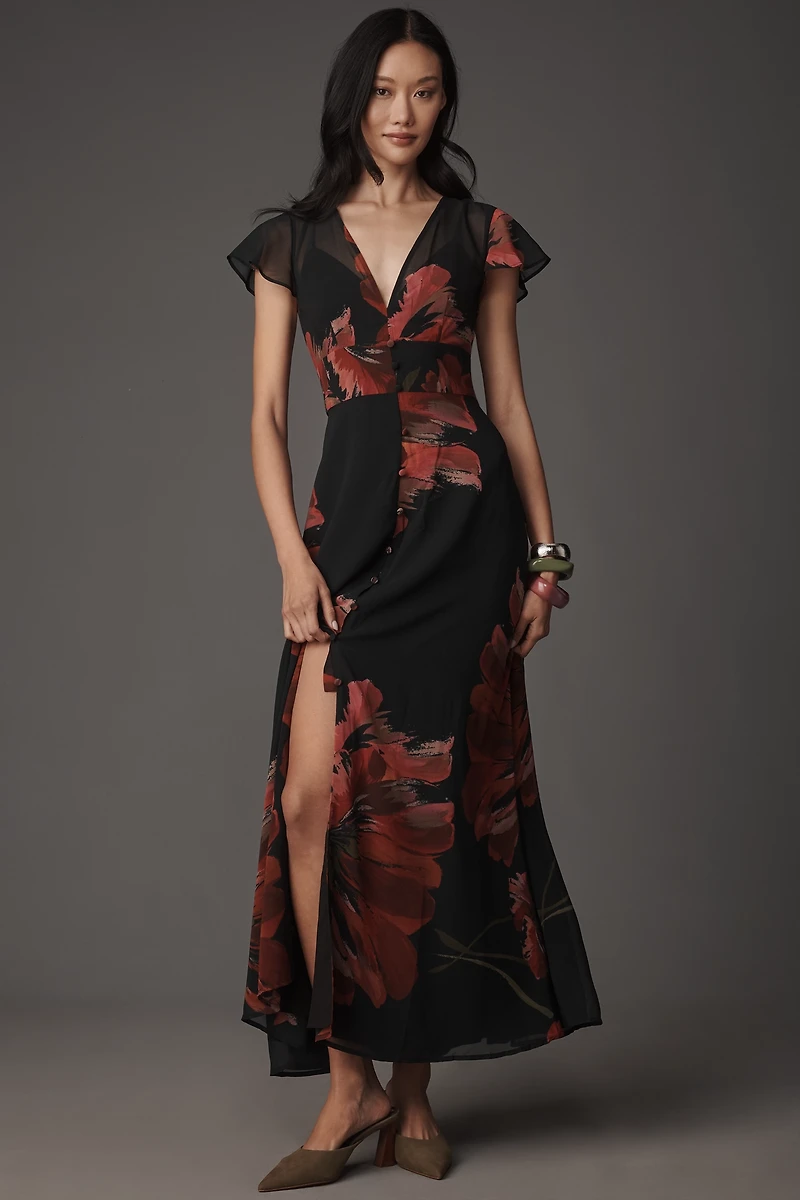 Hutch Nia Short-Sleeve V-Neck Maxi Dress