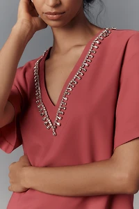 Hutch Rhinestone V-Neck T-Shirt Dress