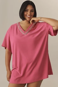 Hutch Rhinestone V-Neck T-Shirt Dress