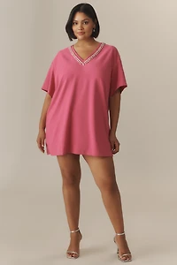 Hutch Rhinestone V-Neck T-Shirt Dress