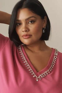 Hutch Rhinestone V-Neck T-Shirt Dress