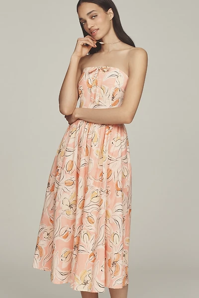 Hutch Iris Strapless Pleated A-Line Midi Dress