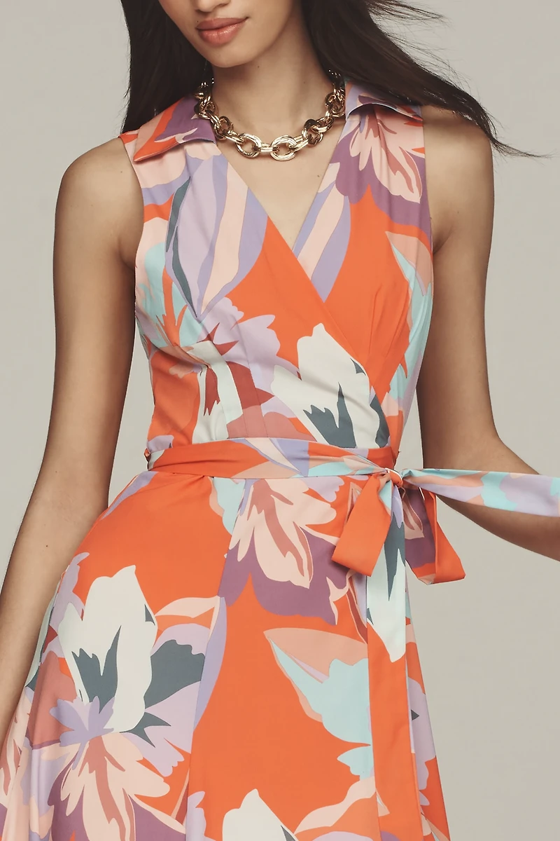 Hutch Velva Sleeveless Collared Wrap Midi Dress