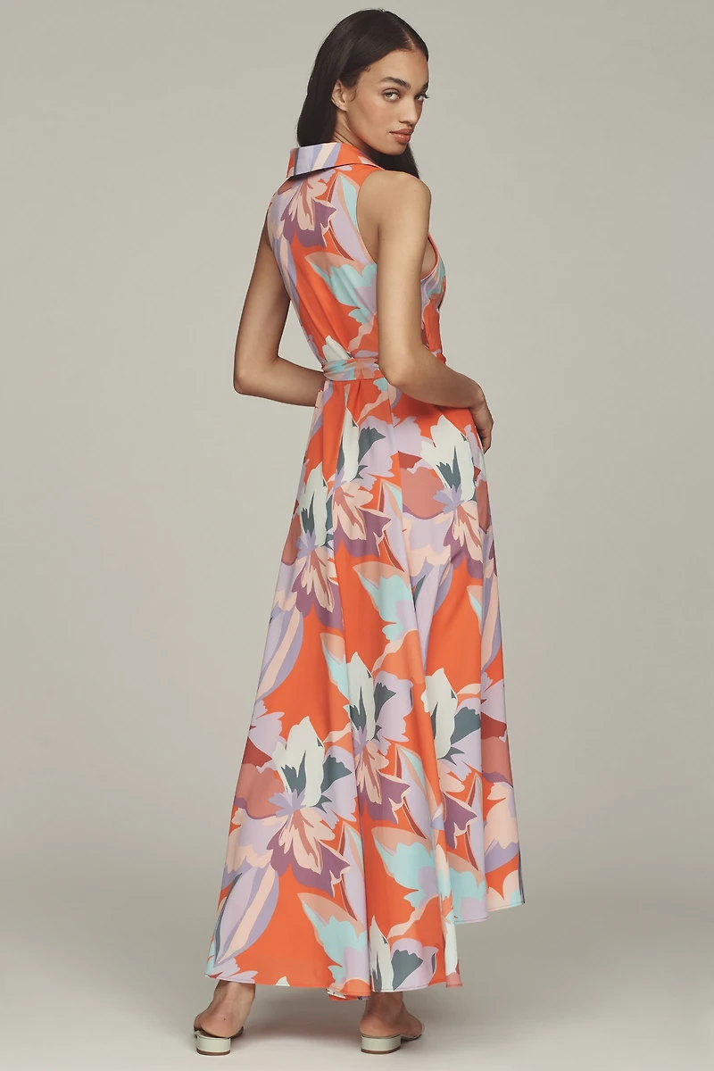 Hutch Velva Sleeveless Collared Wrap Midi Dress