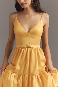 Hutch Atherton Sleeveless V-Neck Belted Midi Dress