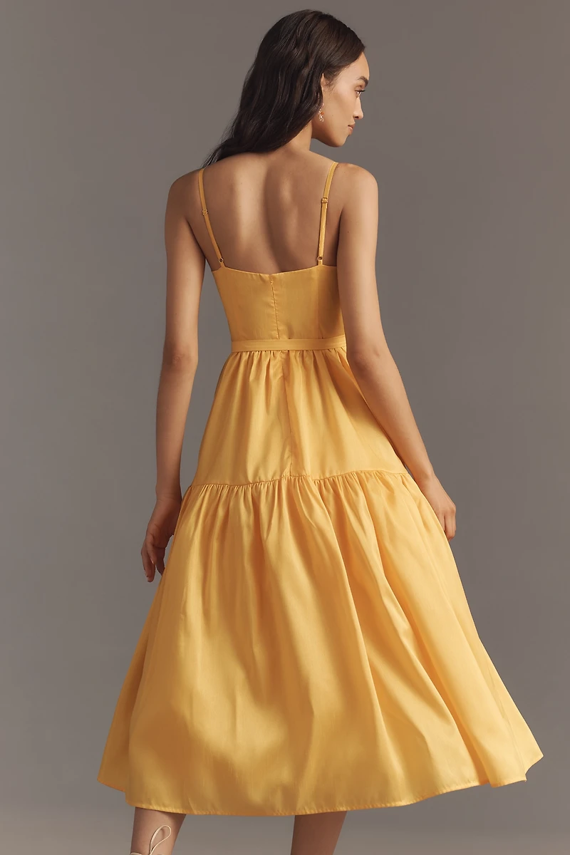 Hutch Atherton Sleeveless V-Neck Belted Midi Dress