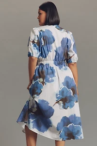 Hutch Annett Puff-Sleeve Midi Shirt Dress