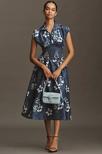 Hutch Smocked-Waist Short-Sleeve Midi Dress