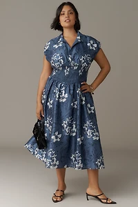 Hutch Smocked-Waist Short-Sleeve Midi Dress