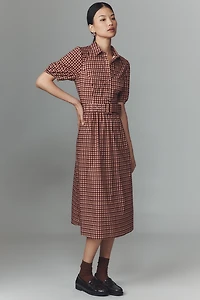 Hutch Parker Short-Sleeve Belted Midi Dress