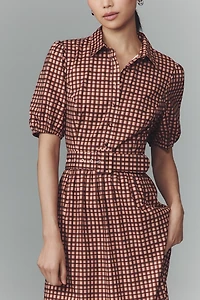Hutch Parker Short-Sleeve Belted Midi Dress