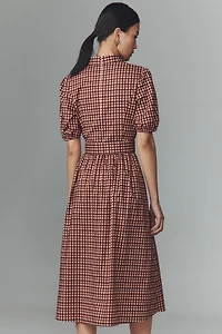 Hutch Parker Short-Sleeve Belted Midi Dress