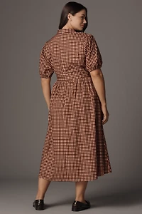 Hutch Parker Short-Sleeve Belted Midi Dress