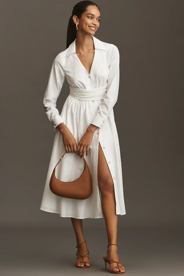 anthropologie white long sleeve dress Mare Long-Sleeve Organza Overlay Mini Dress