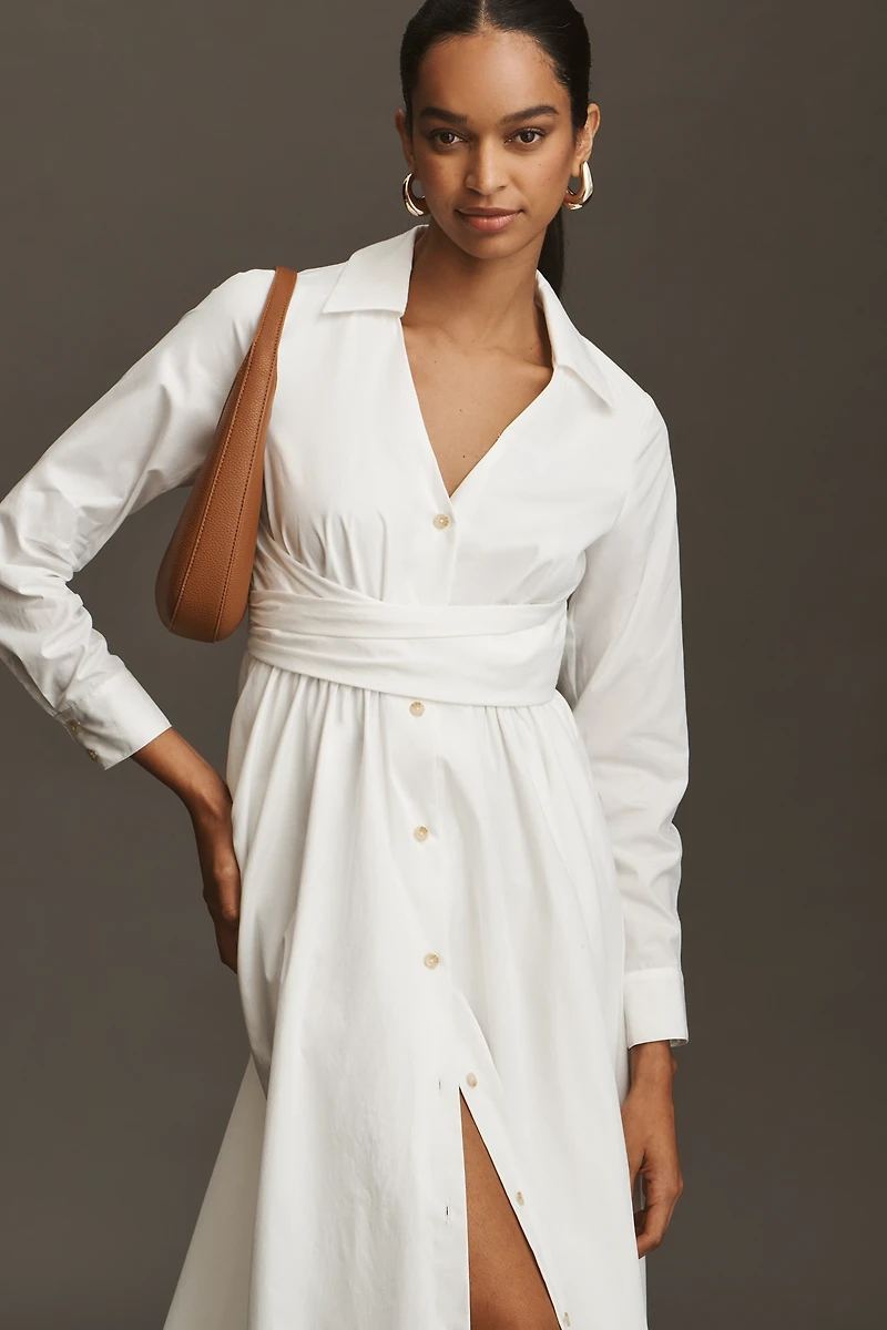 Hutch Long-Sleeve V-Neck Midi Shirt Dress