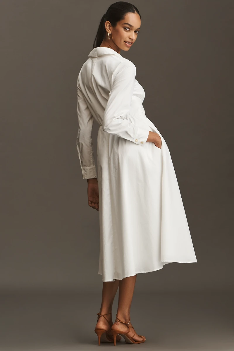 Hutch Long-Sleeve V-Neck Midi Shirt Dress