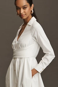 Hutch Long-Sleeve V-Neck Midi Shirt Dress