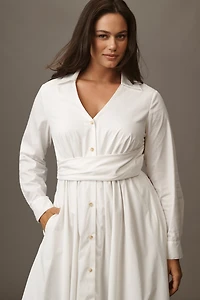 Hutch Long-Sleeve V-Neck Midi Shirt Dress