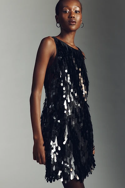 Hutch Ren Sleeveless Sequin Fringe V-Back Mini Dress