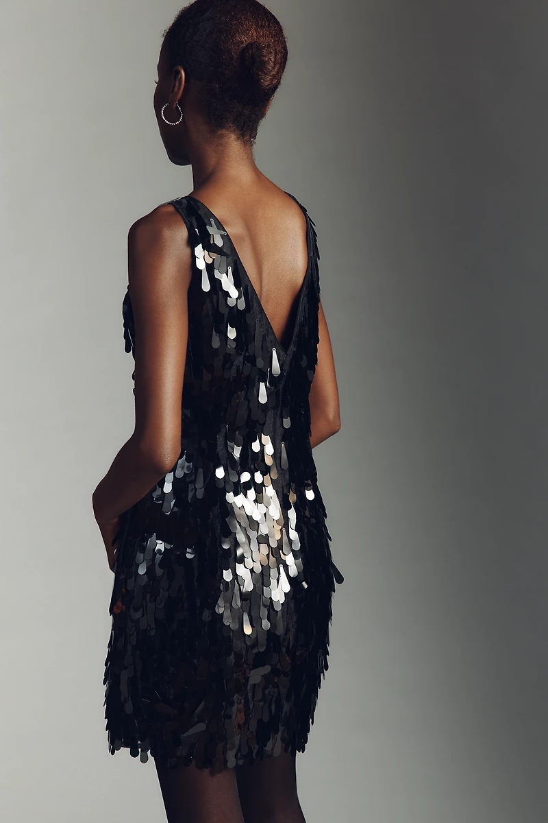 Hutch Ren Sleeveless Sequin Fringe V-Back Mini Dress