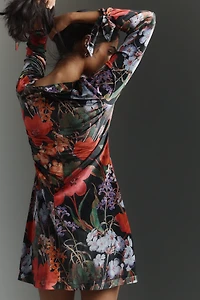 Hutch Shelby Long-Sleeve Velvet Shift Dress