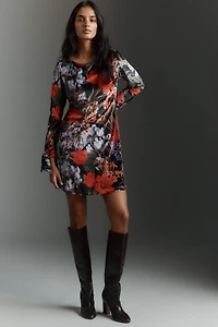 Hutch Shelby Long-Sleeve Velvet Shift Dress