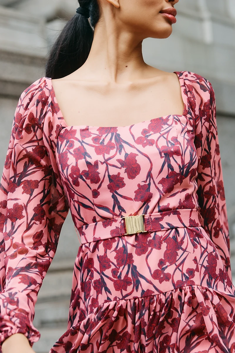 Hutch Dahlia Long-Sleeve Square-Neck Mini Dress