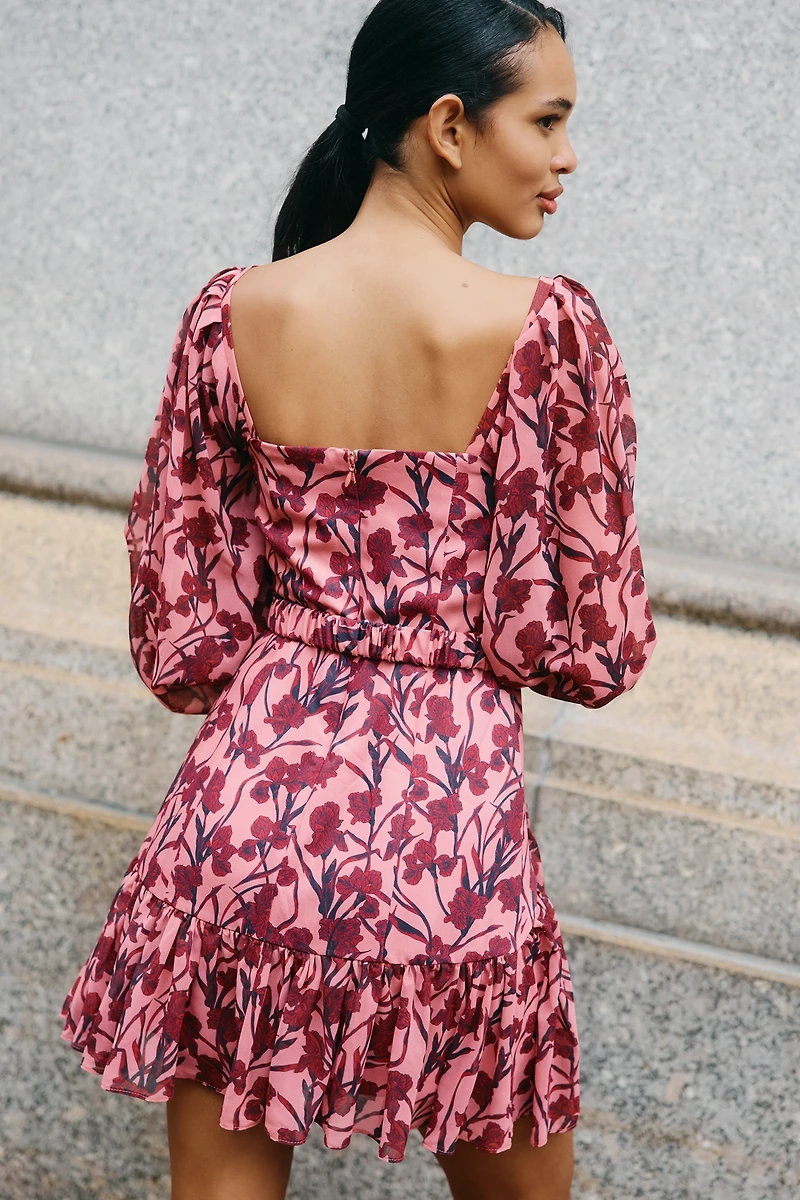 Hutch Dahlia Long-Sleeve Square-Neck Mini Dress