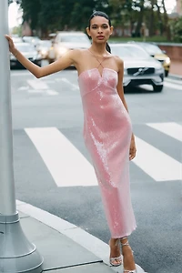 Hutch Zennia Halter Sequin Midi Dress