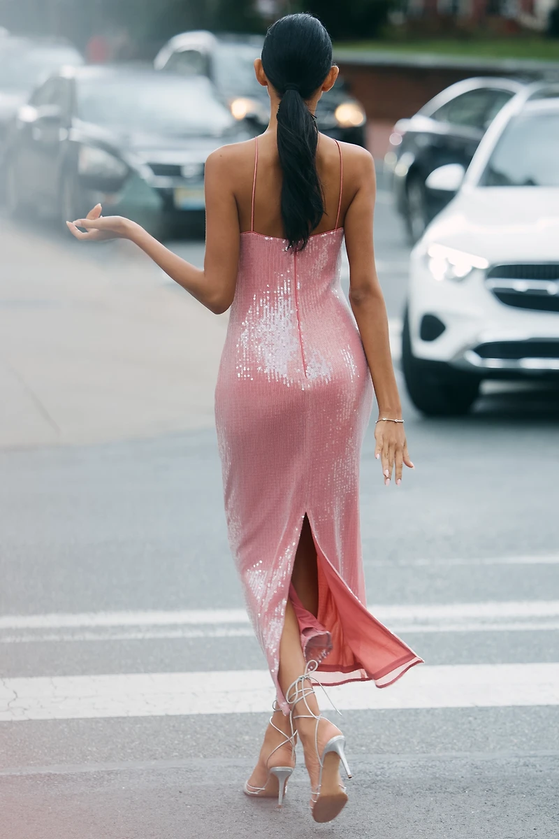 Hutch Zennia Halter Sequin Midi Dress