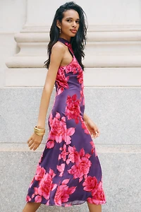 Hutch Mari Mock-Neck Side-Slit Midi Dress