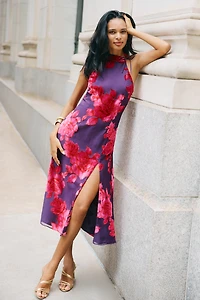 Hutch Mari Mock-Neck Side-Slit Midi Dress