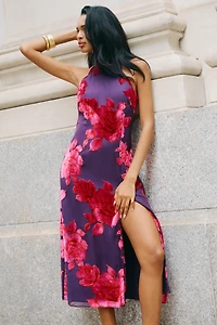 Hutch Mari Mock-Neck Side-Slit Midi Dress