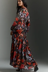 Hutch Marianne Belted Velvet Wrap Maxi Dress