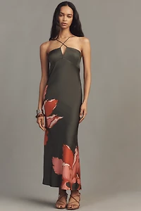 Hutch Cross-Strap Satin Maxi Dress