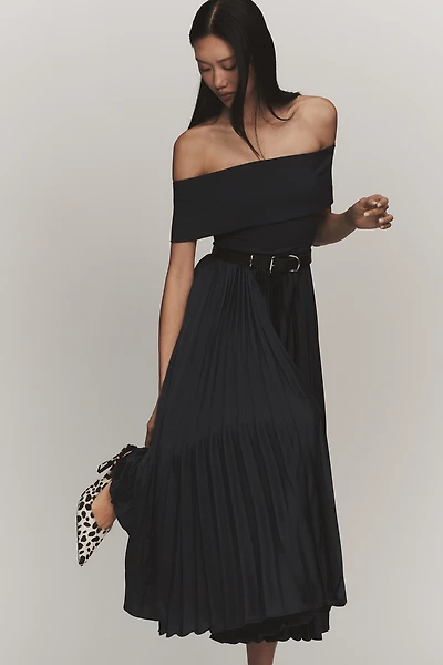 Hutch Stockton Off-Shoulder Satin Maxi Dress
