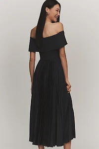 Hutch Stockton Off-Shoulder Satin Maxi Dress