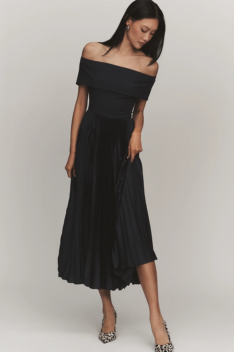 Hutch Stockton Off-Shoulder Satin Maxi Dress