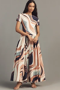 Hutch Atley Stretch Poplin Drop-Waist Maxi Dress