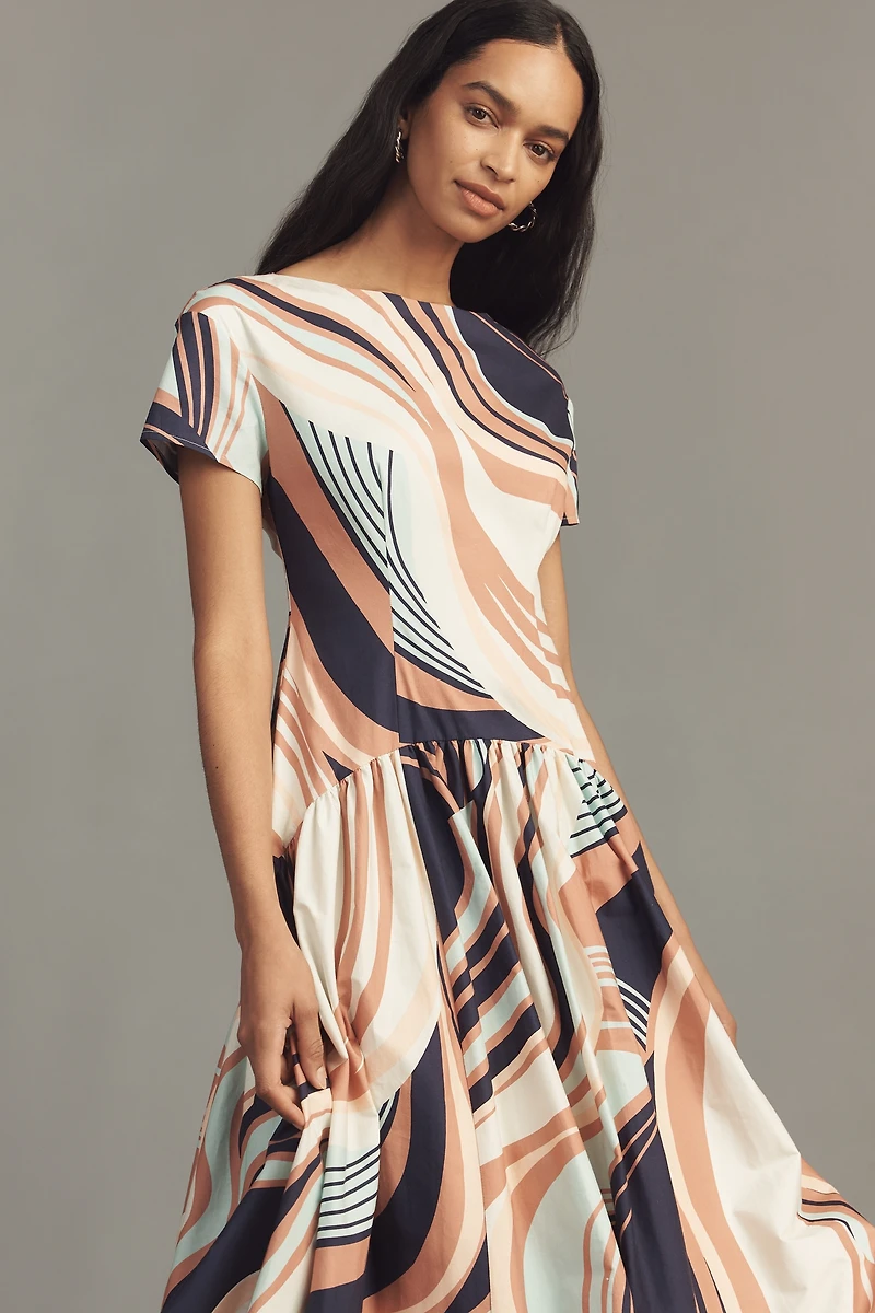 Hutch Atley Stretch Poplin Drop-Waist Maxi Dress