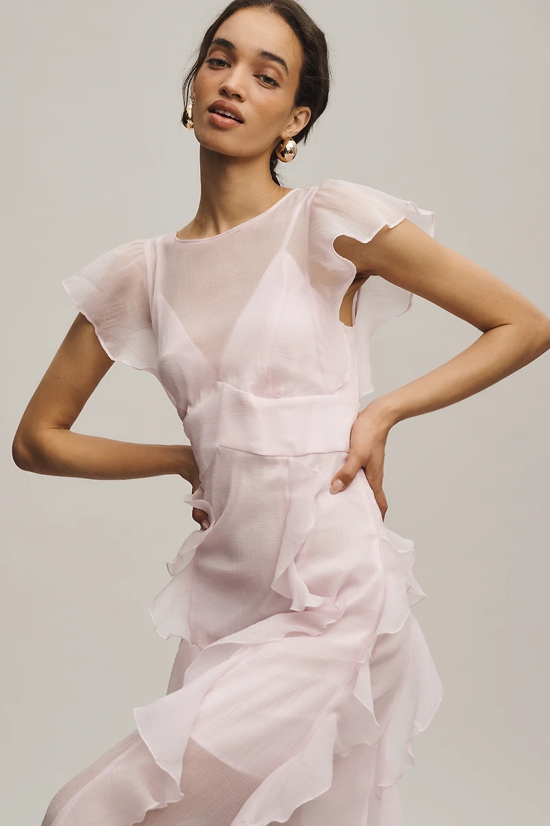 Hutch Amity Organza Ruffle Maxi Dress