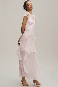 Hutch Amity Organza Ruffle Maxi Dress